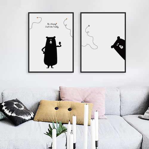 Cute Bear Motivational Quotes Canvas A4