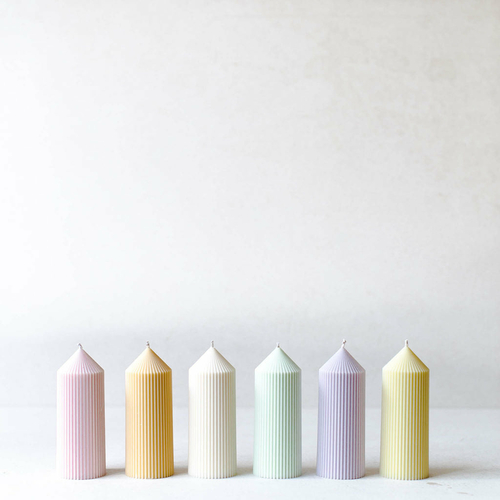 Pointed Ribbed Pillar Candle