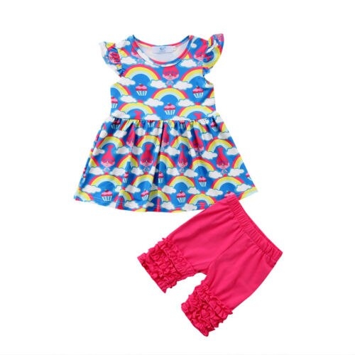 2018 Baby Girls Cartoon T shirt Vest Tops+Shorts