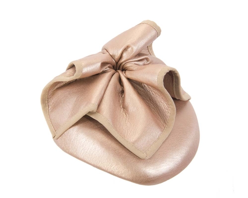 Rose Gold leather racing pillbox fascinator