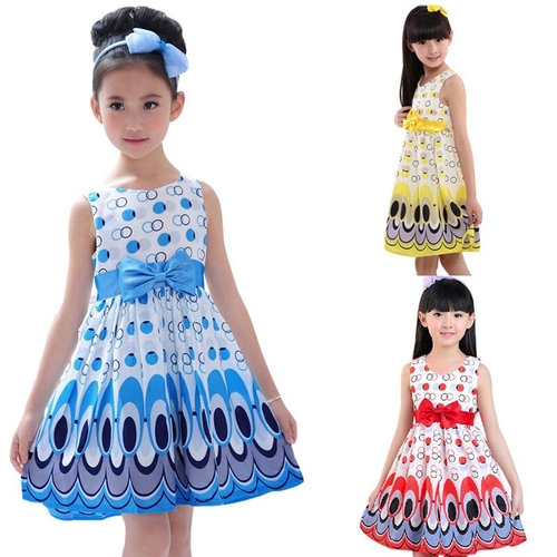 Hot Sale Cute Kids girls dress Bow Belt