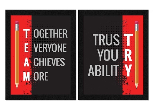 Motivational Quotes Framed Wall Art Painting, Multicolor, Abstract set