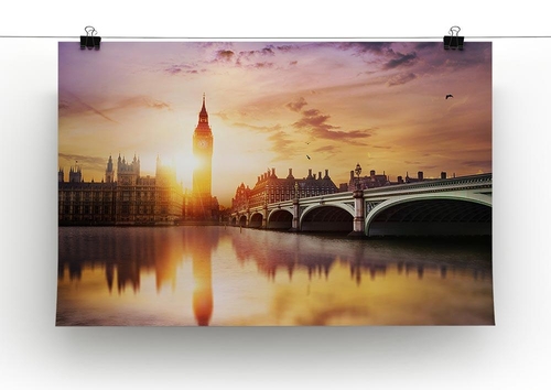 Big Ben and Westminster Bridge at dusk Canvas Print or Poster