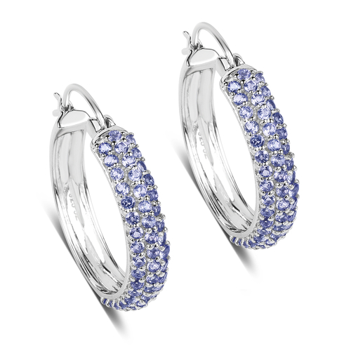 3.06 Carat Genuine Tanzanite .925 Sterling Silver Earrings