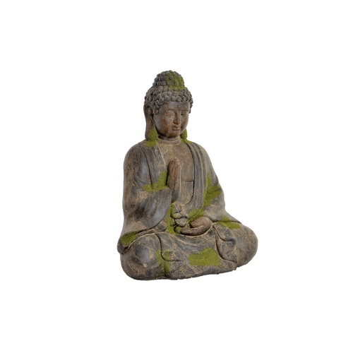 Decorative Figure DKD Home Decor Fibreglass Buddha Dark brown Moss (35