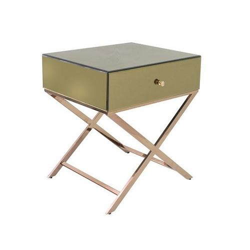 Whitney Crossed Mirrored Bedside Champagne