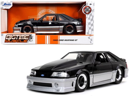 1989 Ford Mustang GT 5.0 Black and Silver \Bigtime Muscle\" 1/24