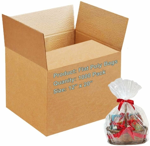 Pack of 1000 Flat Poly Bags 12 x 20. Clear Polyethylene Bags 12x20.