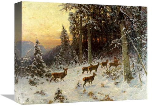 Global Gallery GCS-267388-16-142 16 in. Deer in Winter Wooded Landscap