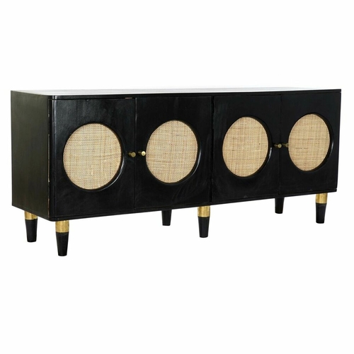 Sideboard DKD Home Decor Black Natural Rattan Mango wood (150 x 40 x