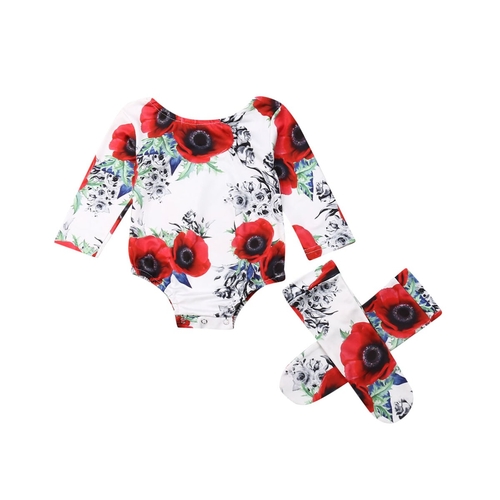 0 24M Infant Baby Girl Kid Floral Jumpsuit+Leg