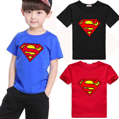 2016 Summer Baby Kids Boys Superman Short Sleeve T