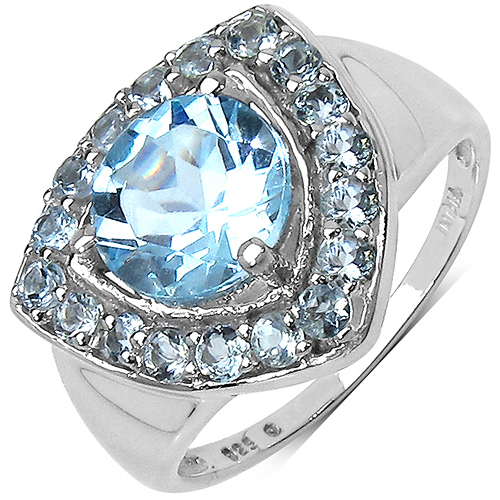 2.97 Carat Genuine Blue Topaz .925 Sterling Silver Ring