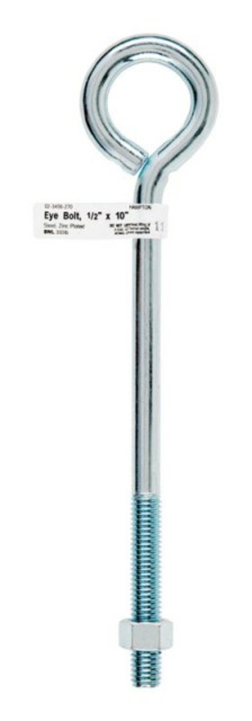 Hampton 02-3456-270 Bolt Eye Closed with Hex Nut  0.50 x 10 in. - pack