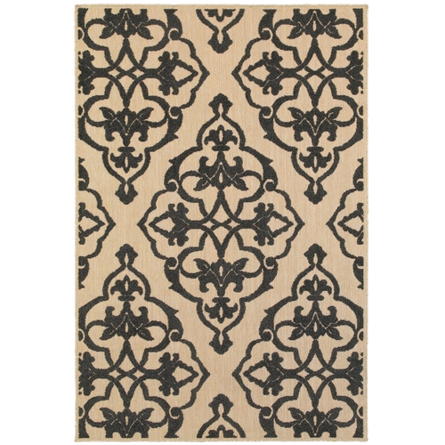 Oriental Weavers Cayman 001B9 5x8  Rectangle - Sand/ Charcoal-Polyprop