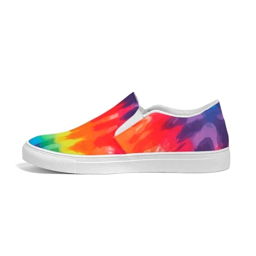 Mens Sneakers - Multicolor Tie-dye Low Top Canvas Slip-on Sports Shoes