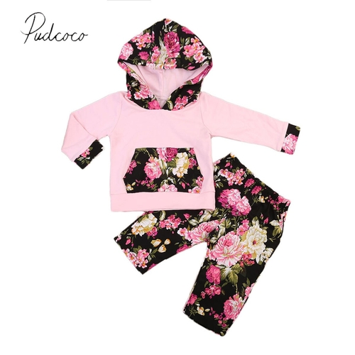 Floral Pink Fall Toddler Infant Baby Girls Hooded