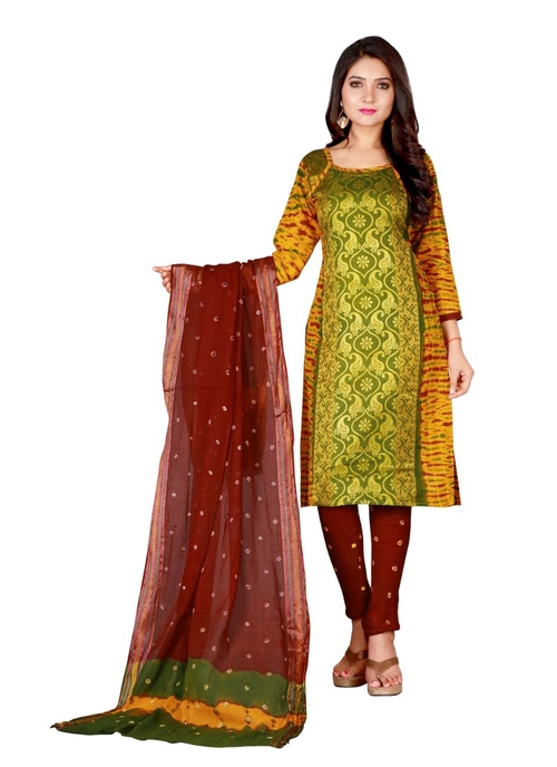 Generic Women's Cotton Salwar Material (Mehindi,