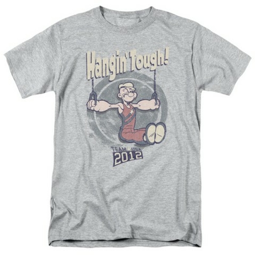 Trevco Popeye-Hangin Tough Short Sleeve Adult 18-1 Tee, Athletic H