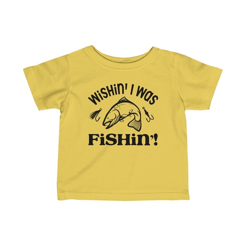 Adorable “Wishin’ I was Fishin'” Infant Fine Jersey Tee