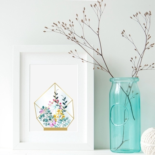 Geometric Glass Terrarium Canvas Art Print and