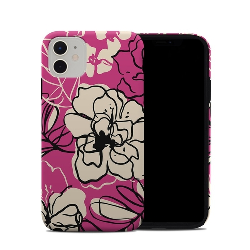 DecalGirl A11HC-BLKLIL Apple iPhone 11 Hybrid Case - Black Lily