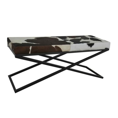 Foot-of-bed Bench DKD Home Decor Black Beige Metal Brown Leather White