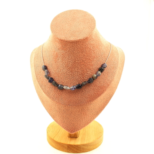 Cordierite Iolite from Madagascar 15 beads necklace.