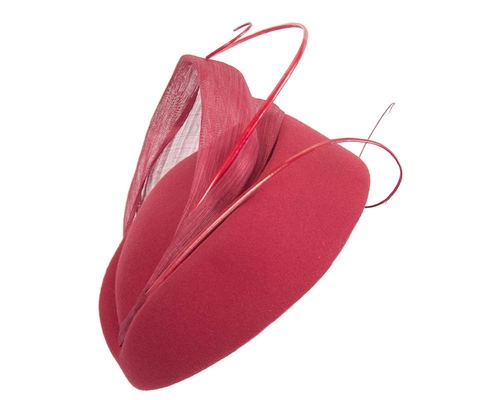 Large red felt fascinator hat