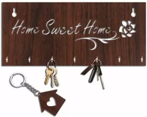 Wood Key Holder (7 Hooks, Brown)