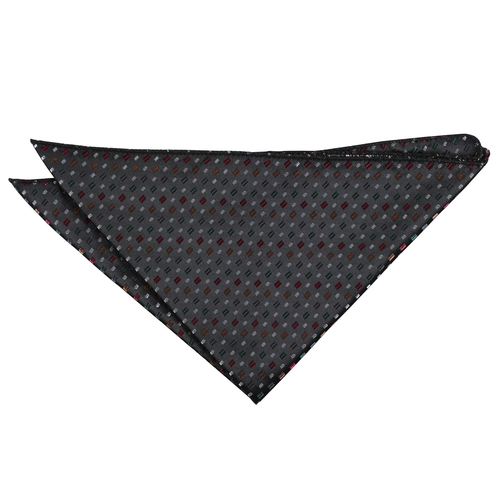 Bohemian Geometric Handkerchief - Black with Red and Gold