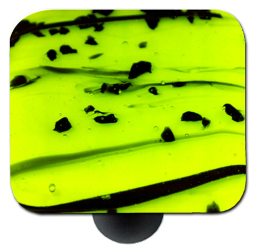 Hot Knobs HK3114-KB Mardi Gras Black with Spring Green Square Glass Ca