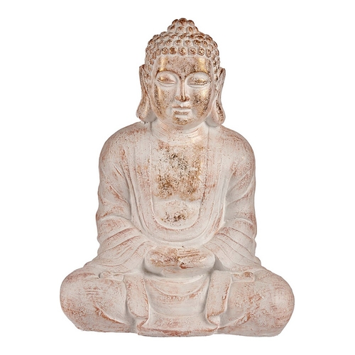 Decorative Garden Figure Buddha White/Gold Polyresin (25 x 57 x 42,5