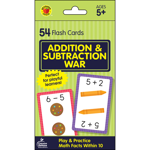 Carson Dellosa CD-734083 Addition & Subtraction War Flash Cards - Mult