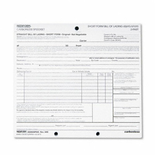 Rediform 6P695 Shipping Bill of Lading  8-1/2 x 7  3-Part  50 Loose Fo