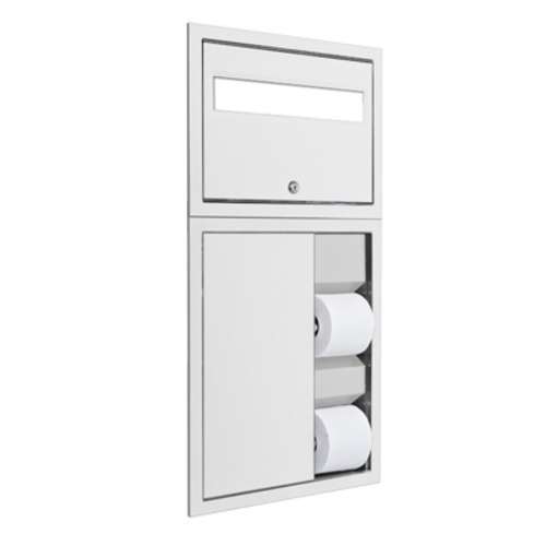 AJW U860A-SM Seat Cover & Dual Toilet Tissue Dispenser