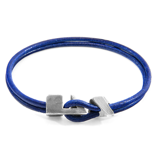 Azure Blue Brixham Silver & Leather Bracelet