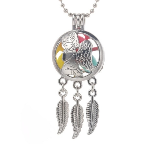 Silver angel Aroma Diffuser Necklace Perfume