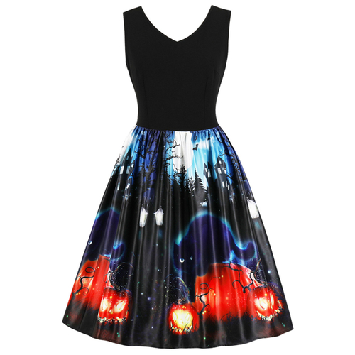  Hepburn Vintage Women Party Dress Casual V