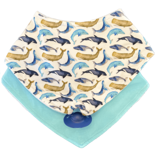 Fintastic Blue - Doodalou Bamboo Bandana Baby Bib Combo