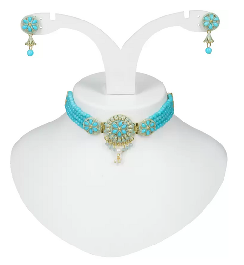 Alloy Gold-plated Blue Gold Jewel Set