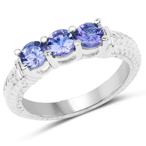 1.11 Carat Genuine Tanzanite .925 Sterling Silver Ring