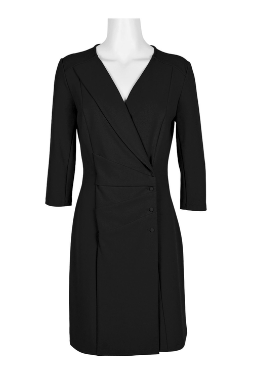 NANETTE Nanette Lepore V-Neck Long Sleeve Trench Solid Stretch Crepe