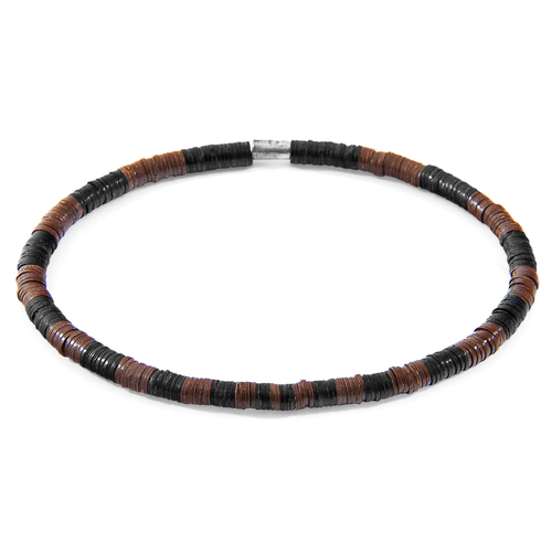 Brown - Black Noah Silver and Vinyl Disc SKINNY Bracelet