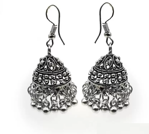 Earrings for Women and Girls Beads Alloy Jhumki Earring (Color-SILVER)