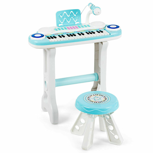 Kid's Educational Electronic Keyboard Piano with Stool & Microphone