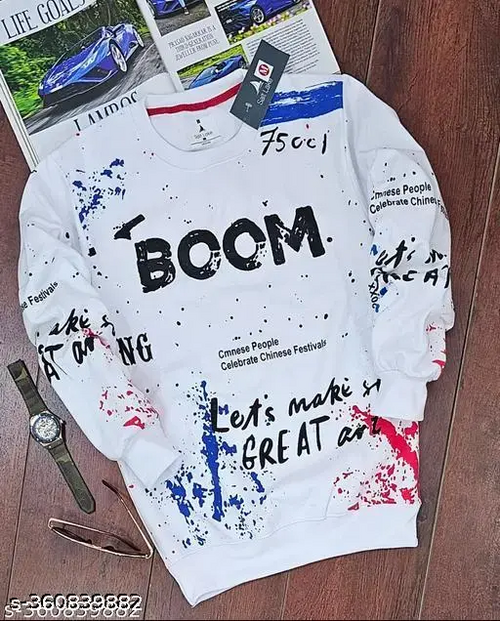 Mens Winter Fleece Roundneck Printed Sweatshirts