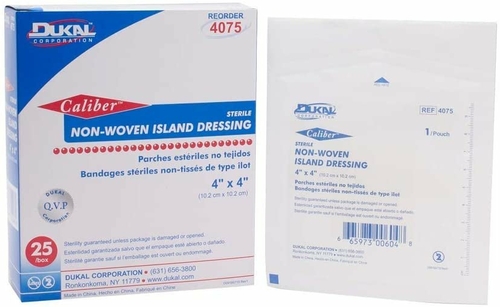 Island Dressing. Case of 200 Adhesive Dressings 4" x 4" for Wound