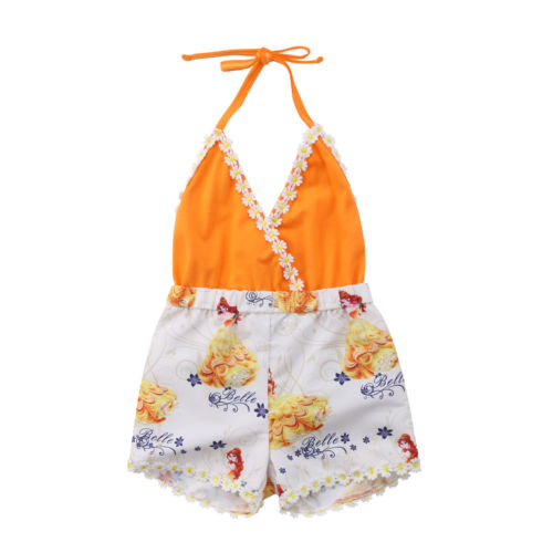 Newborn Baby Girl V Neck Floral Romper