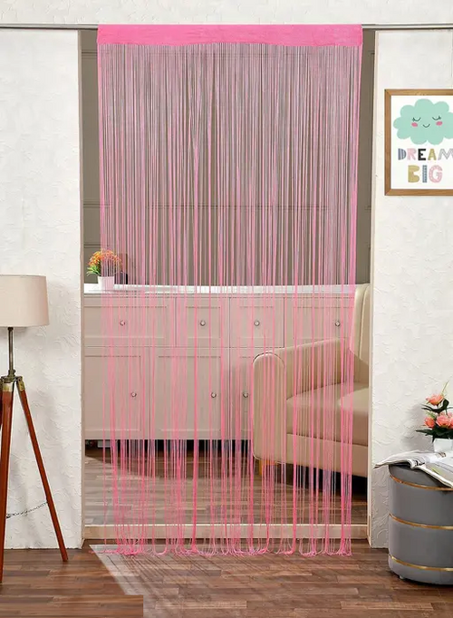 Threads String Door Curtain 4 × 7 Ft Pink